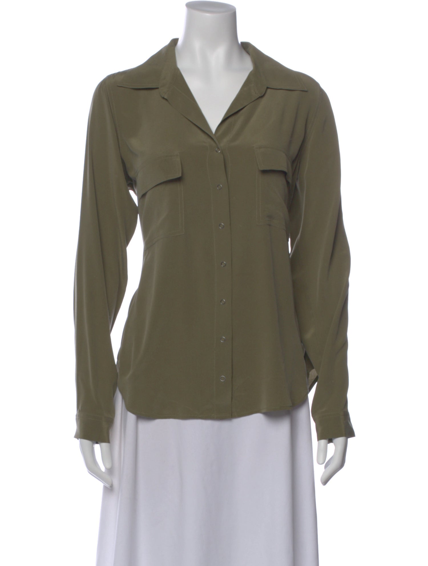 L'Agence Silk Long Sleeve Button-Up Top