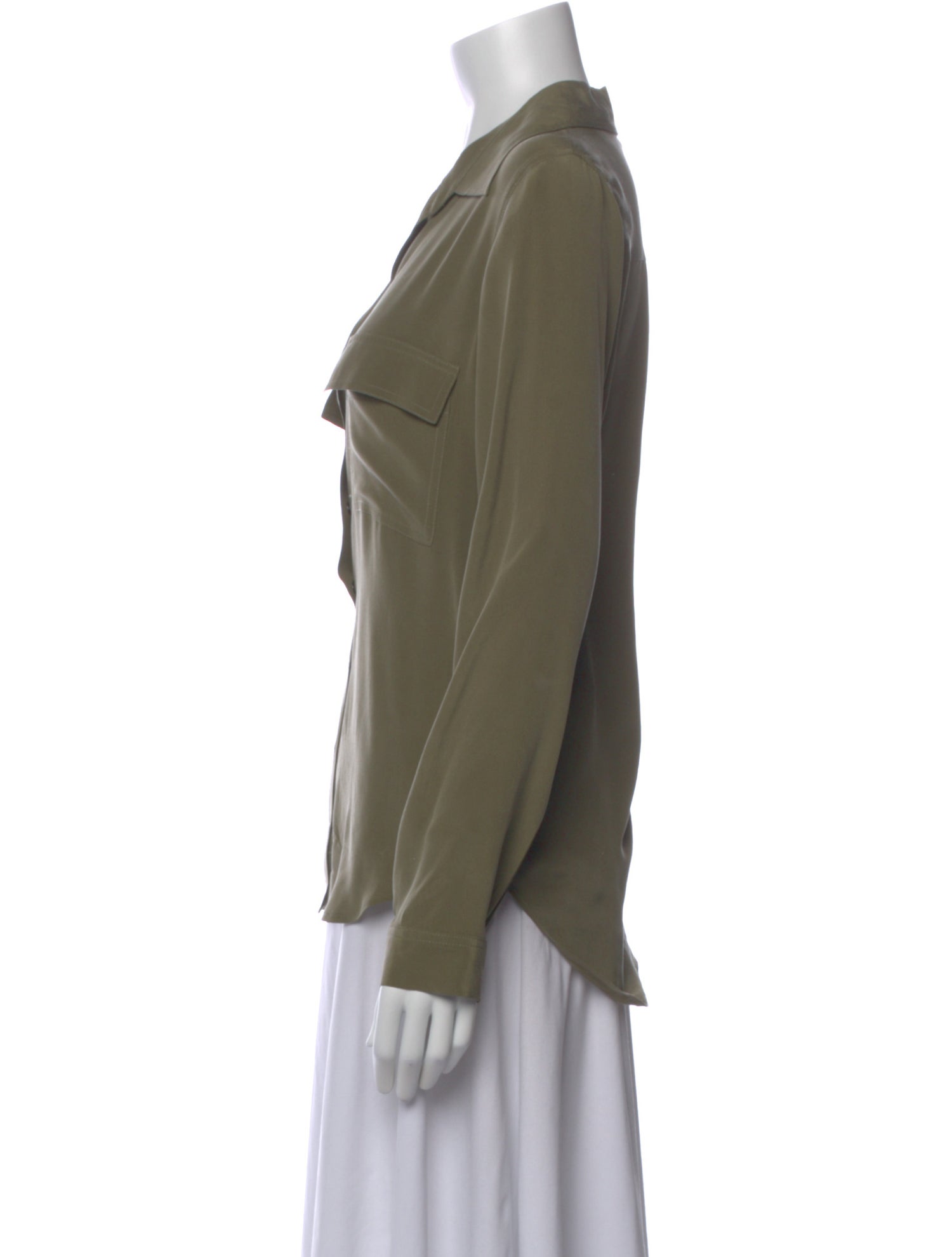 L'Agence Silk Long Sleeve Button-Up Top
