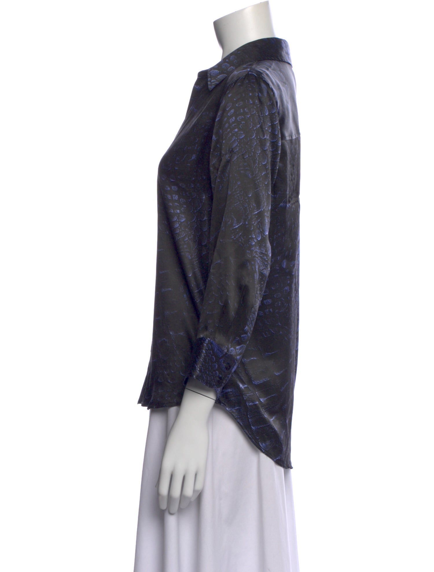 L'Agence Silk Animal Print Button-Up Top