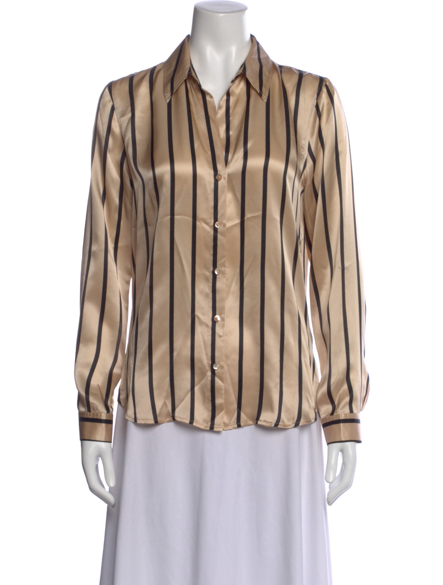L'Agence Silk Striped Button-Up Top