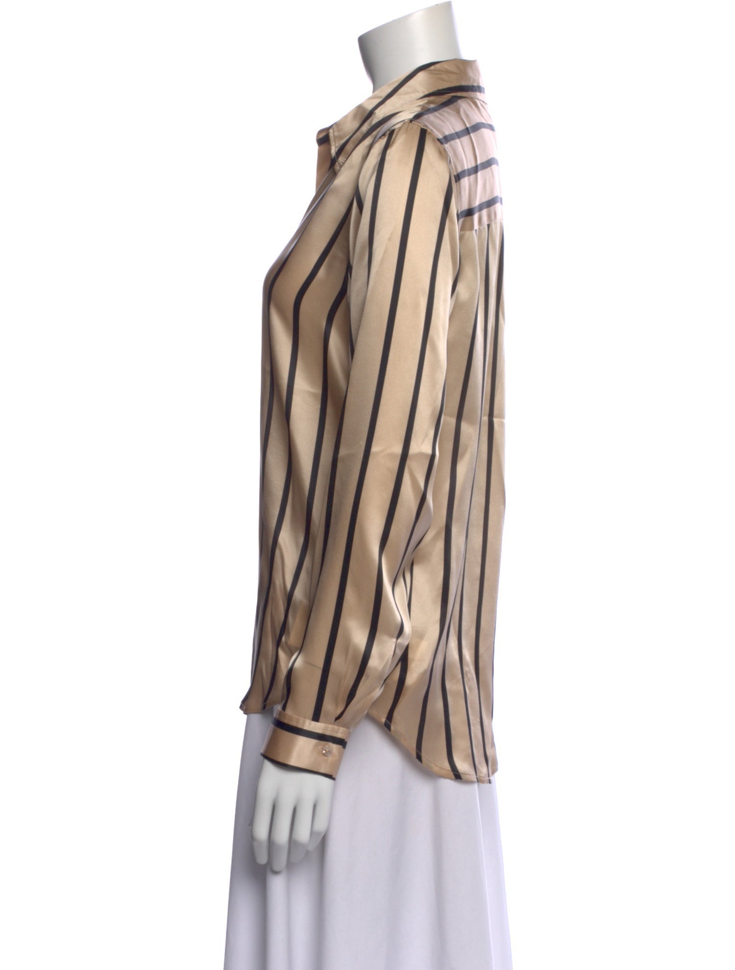 L'Agence Silk Striped Button-Up Top