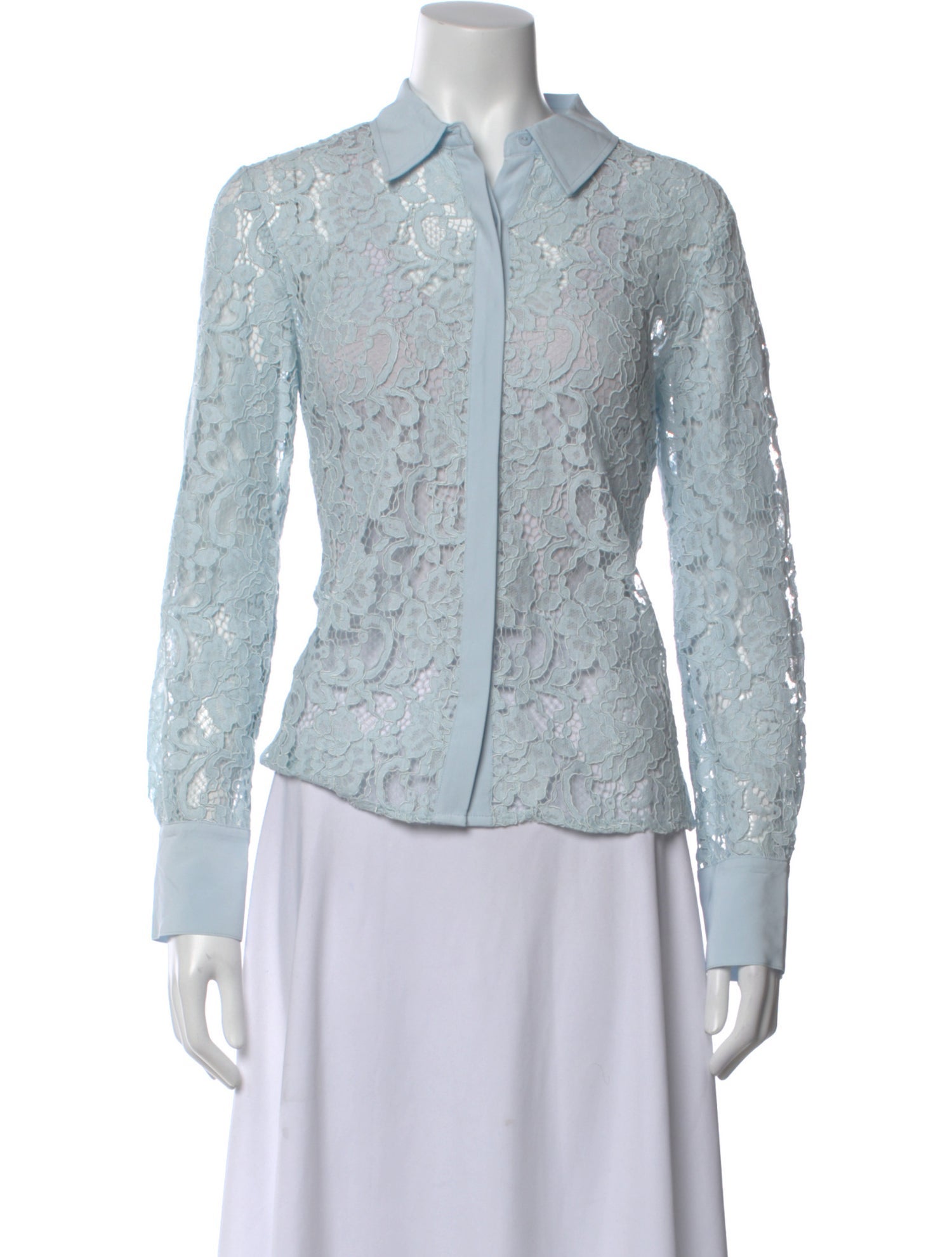 L'Agence Lace Pattern Long Sleeve Blouse