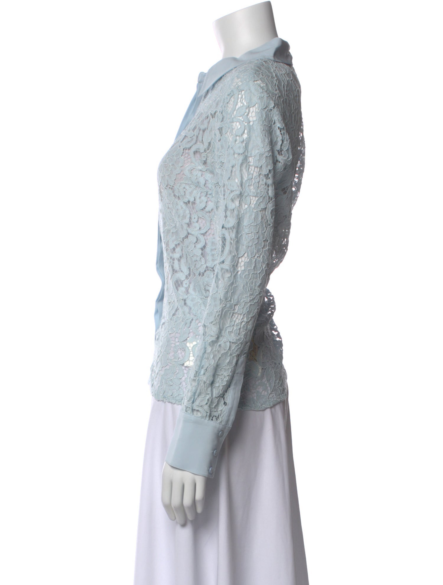 L'Agence Lace Pattern Long Sleeve Blouse