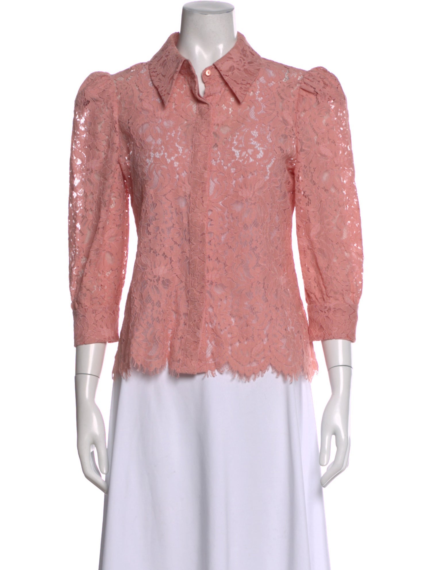L'Agence Lace Pattern Three-Quarter Sleeve Blouse