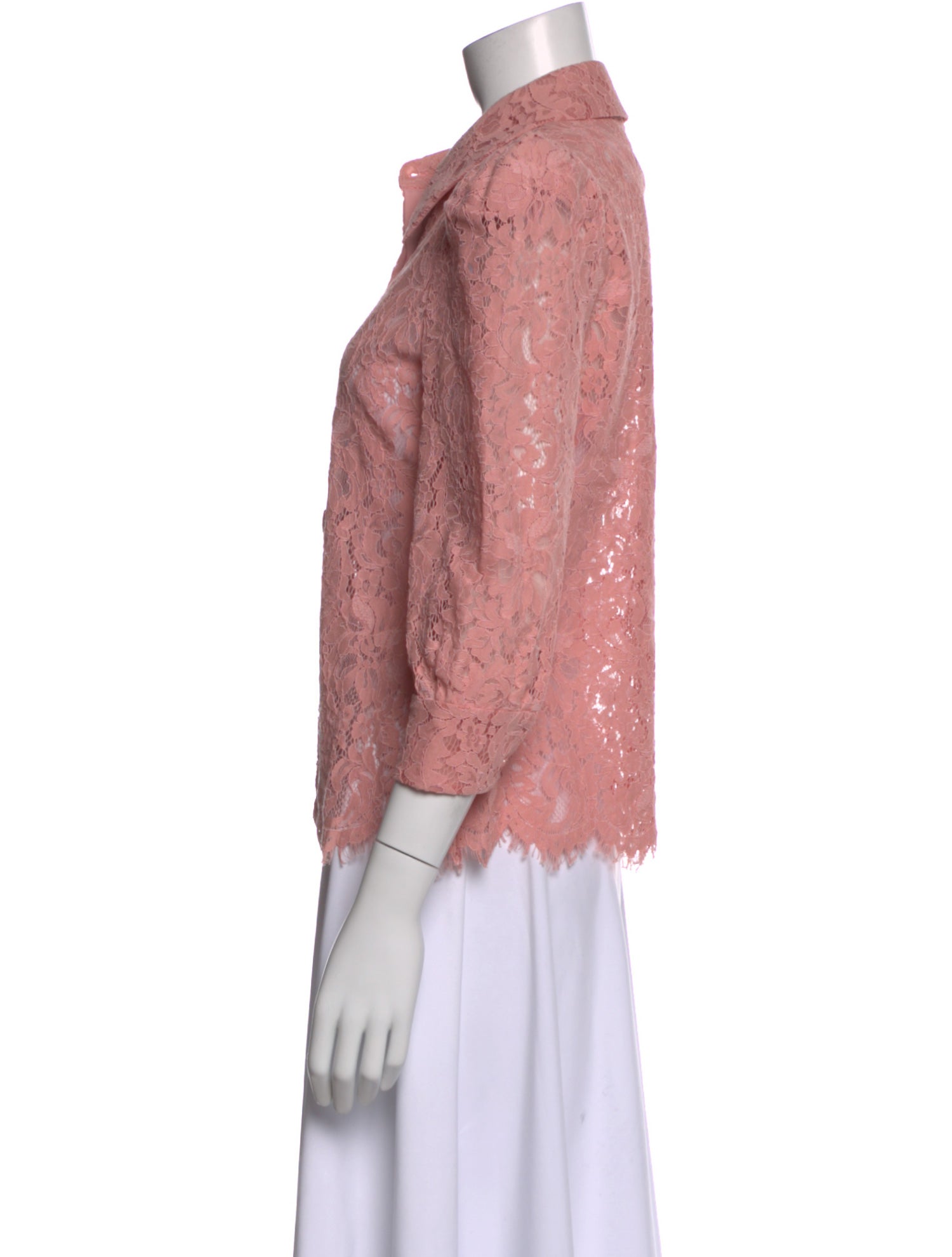 L'Agence Lace Pattern Three-Quarter Sleeve Blouse