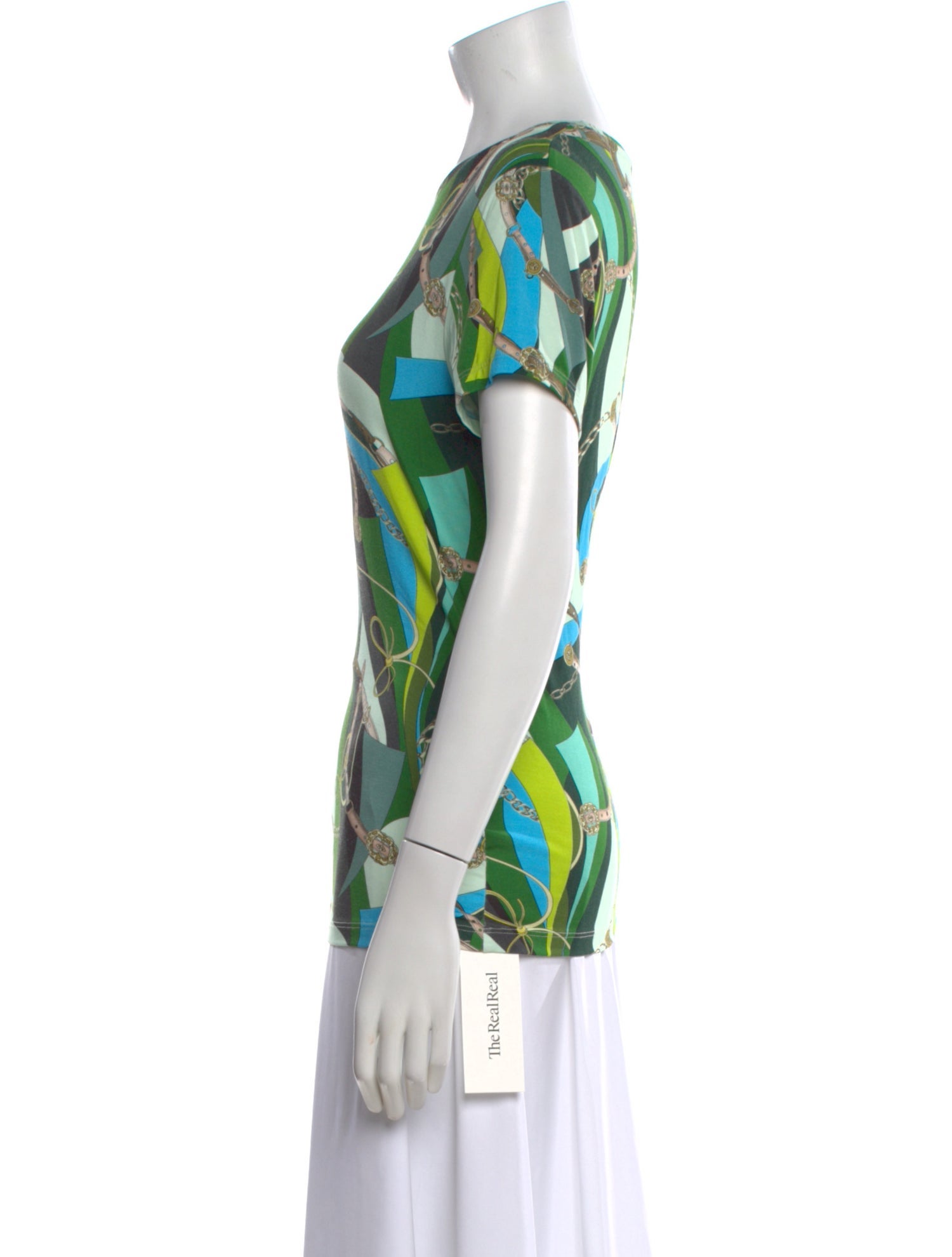 L'Agence Printed Crew Neck Top