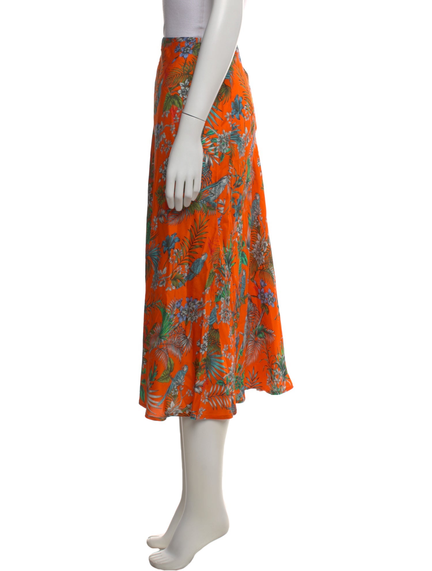L'Agence Floral Print Midi Length Skirt