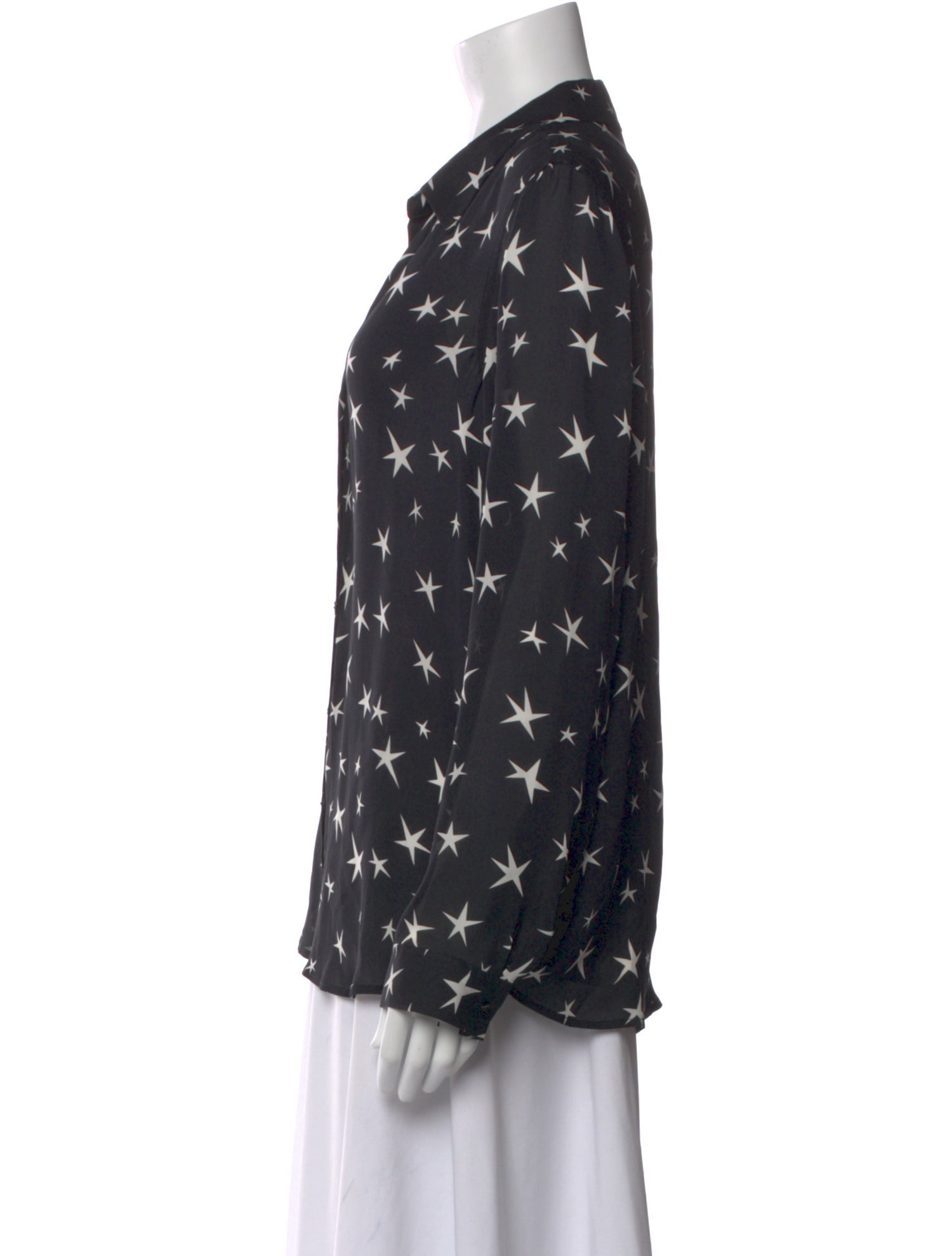 L'Agence Silk Graphic Print Button-Up Top