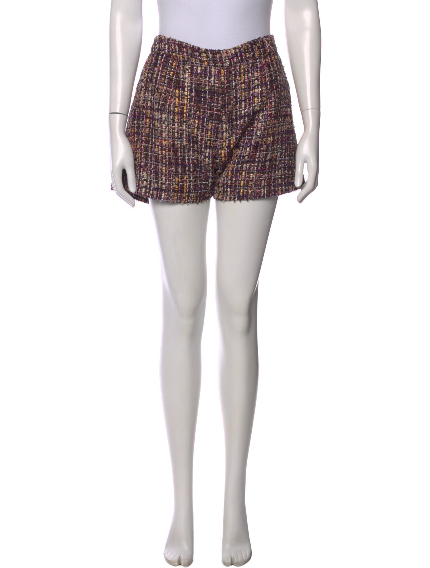 L'Agence Tweed Pattern Mini Shorts