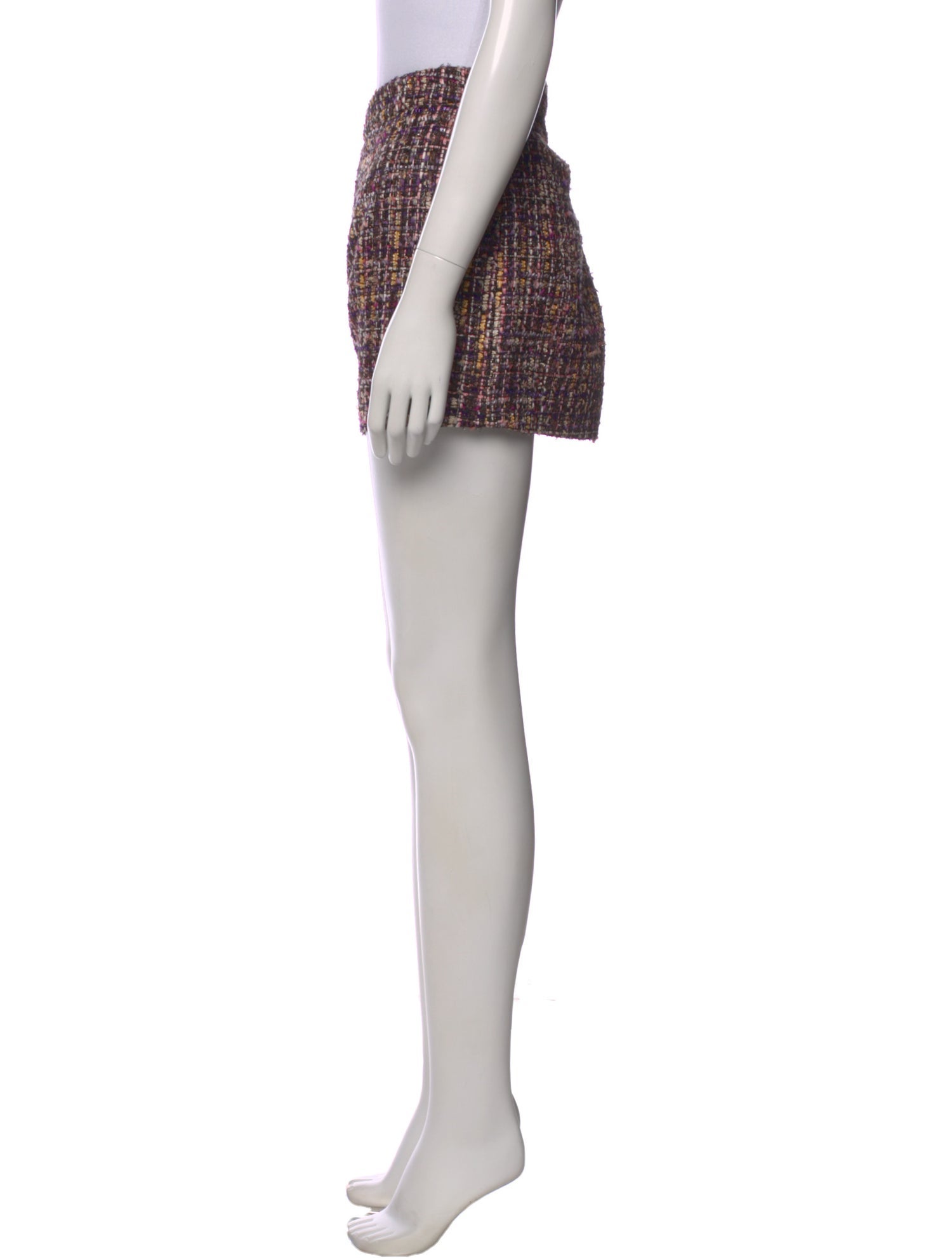 L'Agence Tweed Pattern Mini Shorts