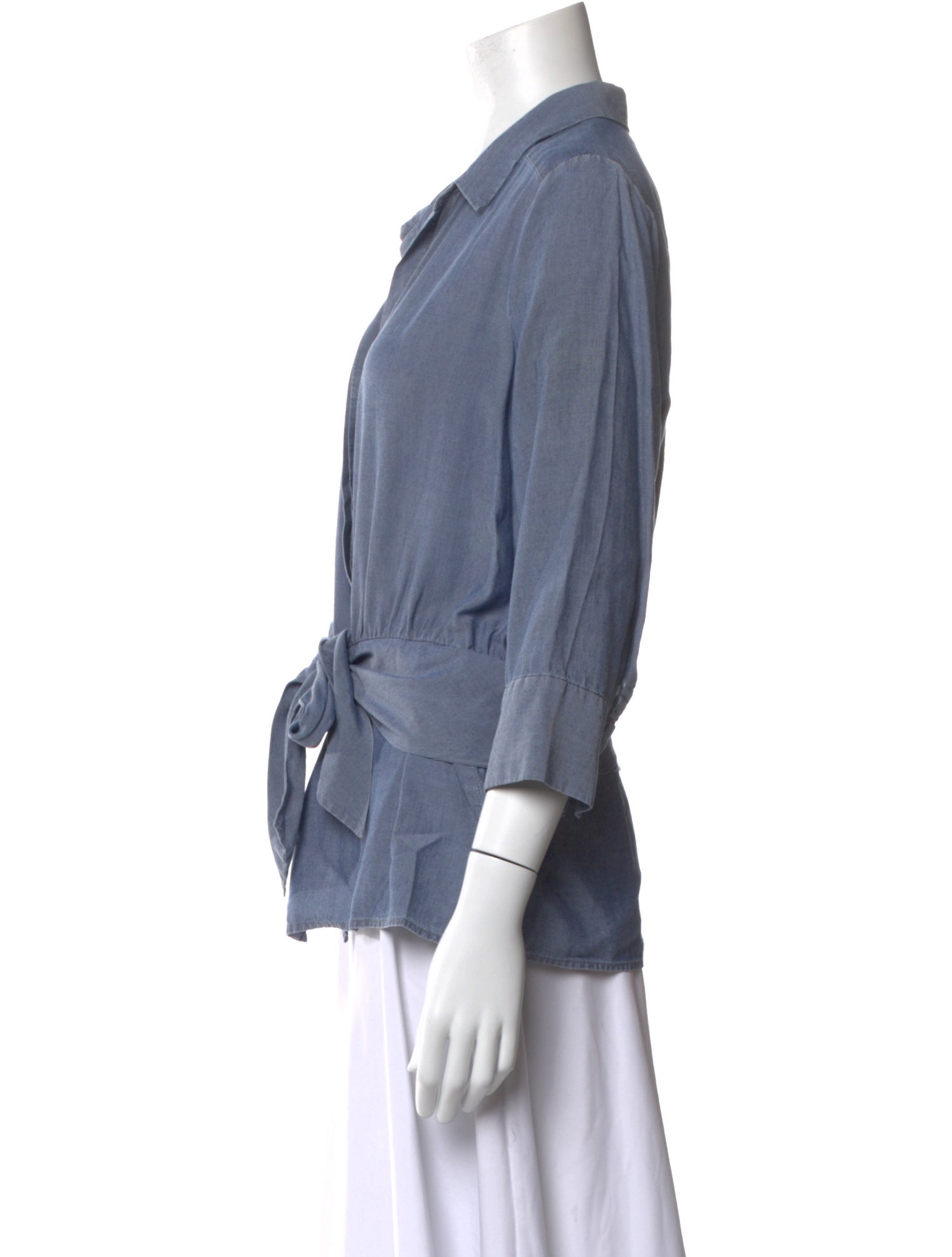 L'Agence V-Neck Three-Quarter Sleeve Blouse