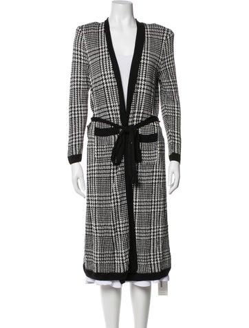 Pre-owned L'agence Houndstooth Print Robe In Black