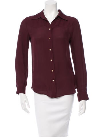 L'Agence Long Sleeve Button-Up Silk Blouse