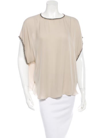 L'Agence Silk Embellished Top
