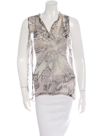 L'Agence Silk Snakeskin Print Top