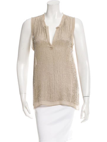 L'Agence Embellished Silk Top