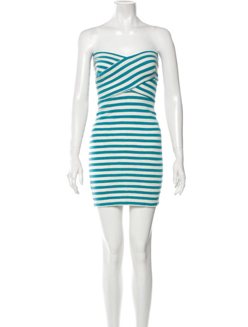 L'Agence Striped Mini Dress Blue