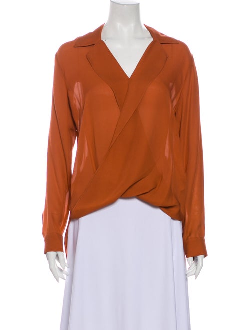 L'Agence Silk Long Sleeve Blouse Orange