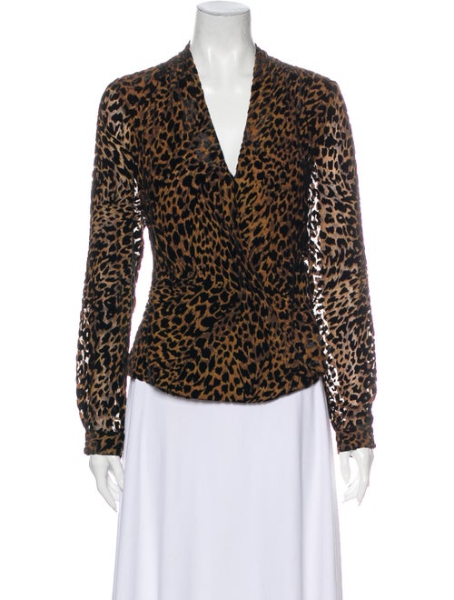 L'Agence Animal Print V-Neck Blouse