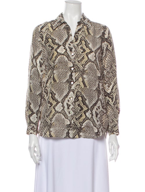 L'Agence Silk Animal Print Button-Up Top
