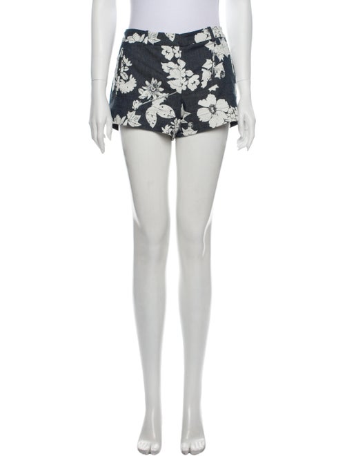 L'Agence Floral Print Mini Shorts Blue