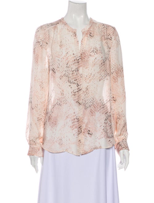 L'Agence Silk Animal Print Blouse Pink