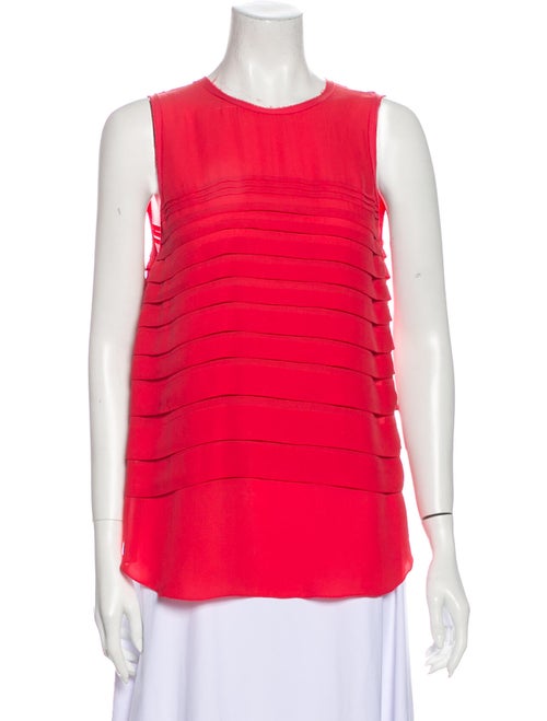 L'Agence Silk Crew Neck Top Orange
