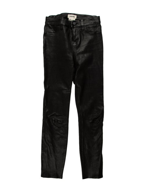 L'Agence Lamb Leather Skinny Leg Pants Black