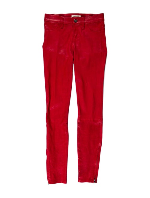 L'Agence Lamb Leather Skinny Leg Pants Red