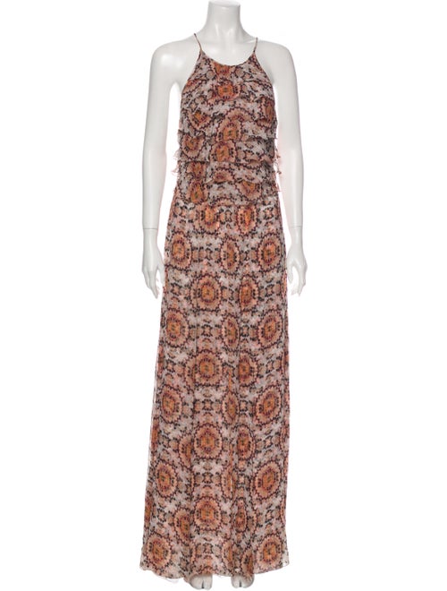 L'Agence Silk Long Dress Orange