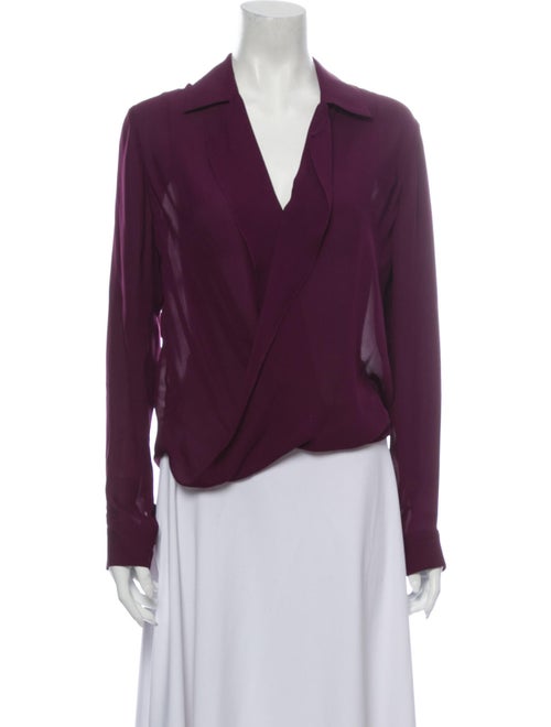 L'Agence Silk Long Sleeve Blouse Purple