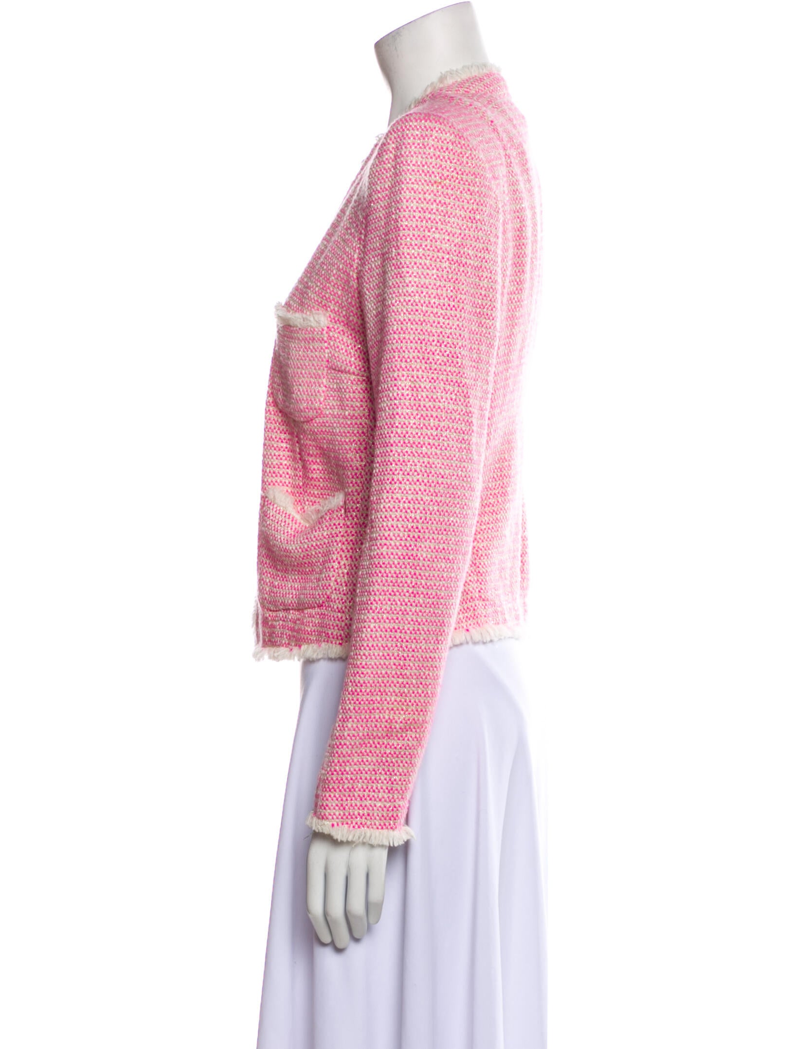 L'Agence Tweed Pattern Evening Jacket Pink Jackets, Clothing