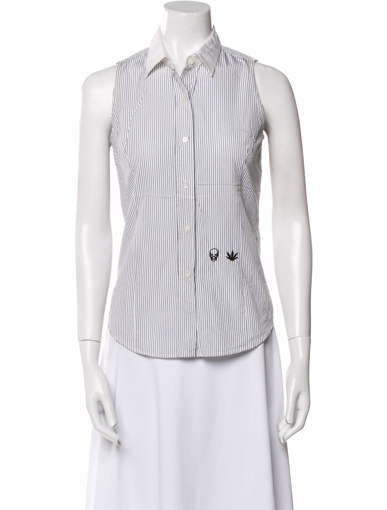 Lucien Pellat-Finet Striped Sleeveless Button-Up Top