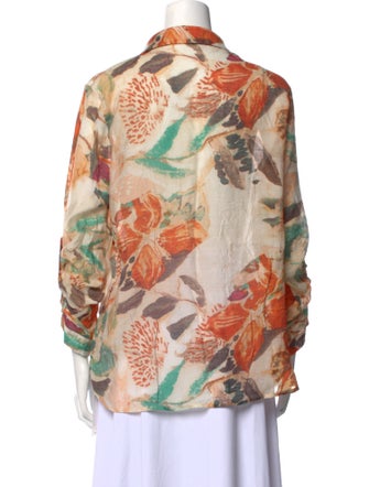 Lara Printed Three-Quarter Sleeve Button-Up Top