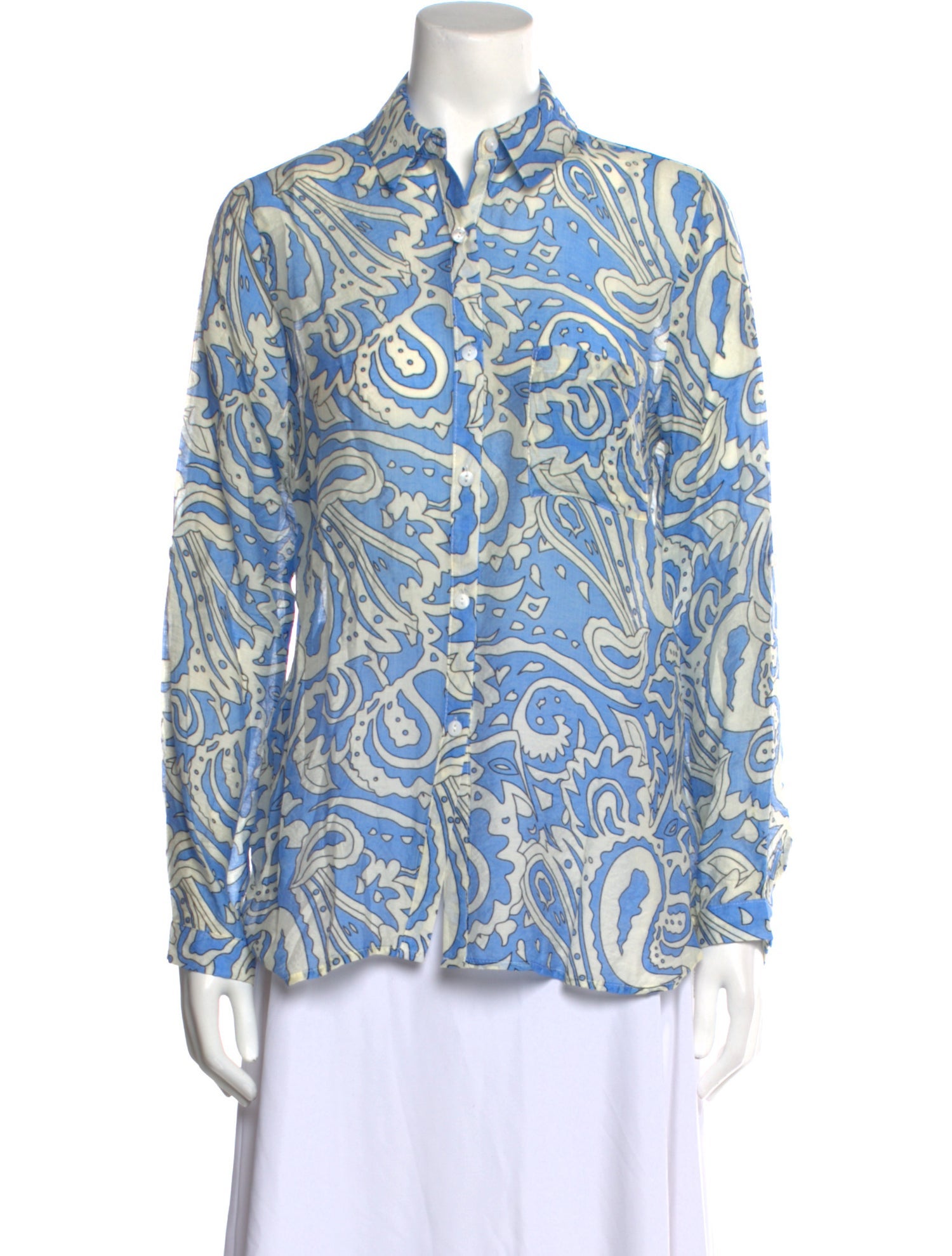 Lara Printed Long Sleeve Button-Up Top