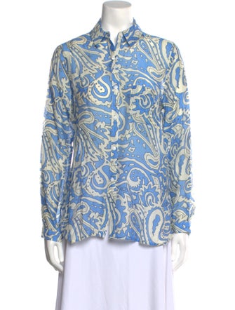 Lara Printed Long Sleeve Button-Up Top