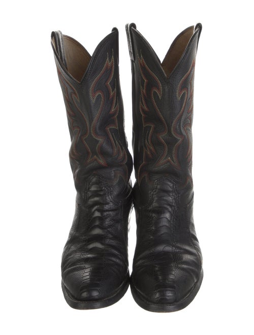 Larry Mahan's Collection by Milano Hat Co. Leather Patterned Western Boots