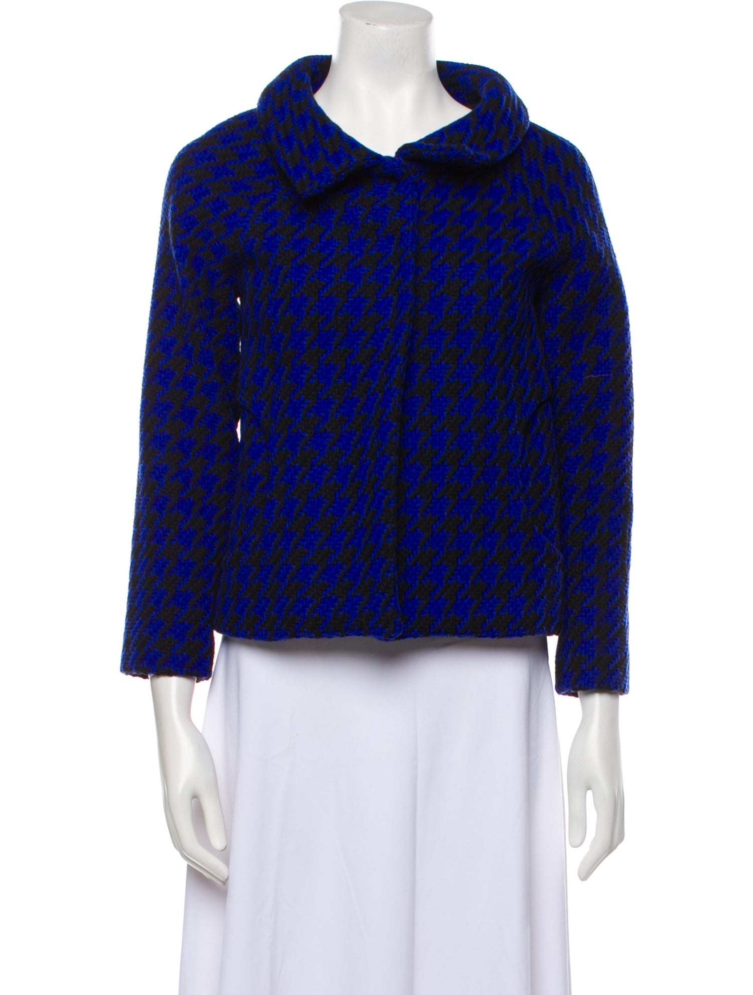 Lisa Perry Virgin Wool Houndstooth Print Evening Jacket