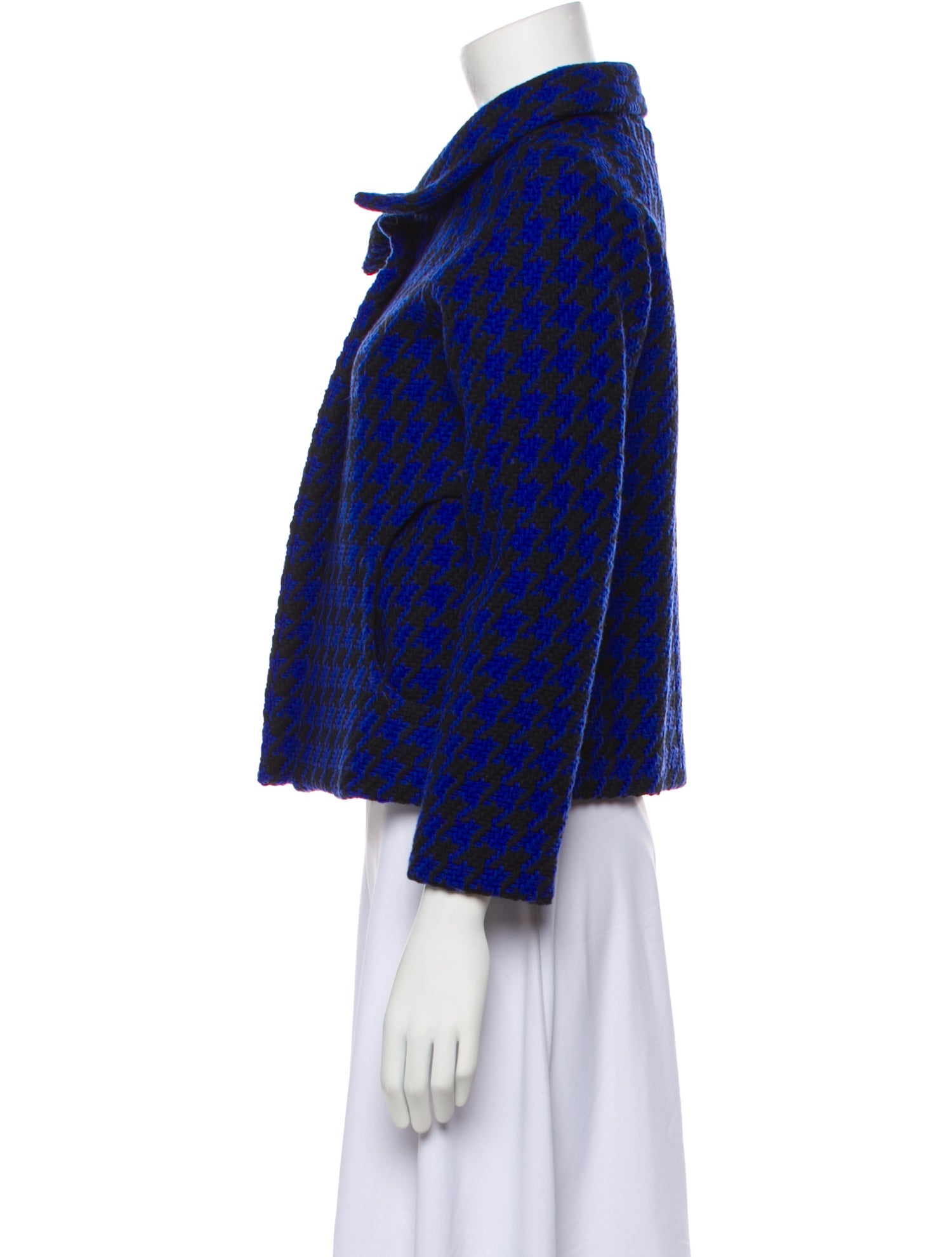 Lisa Perry Virgin Wool Houndstooth Print Evening Jacket