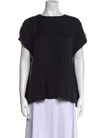 Lisa Perry Bateau Neckline Short Sleeve Blouse