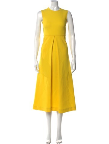 Pre-owned Lisa Perry Crew Neck Long Dress In Yellow
