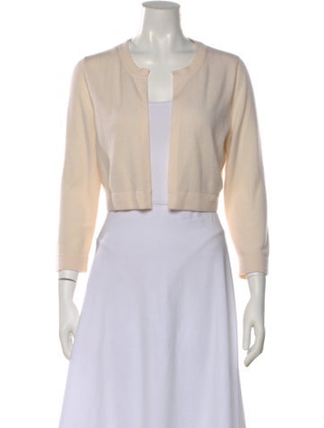 Pre-owned Lisa Perry Merino Wool Open Front Sweater In Neutral