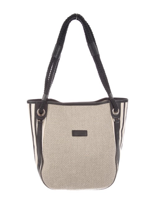 Longchamp Leather-Trimmed Shoulder Bag Natural