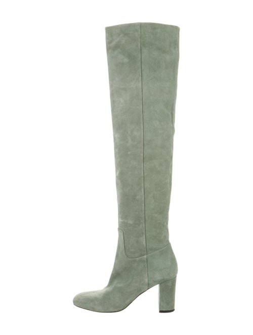 Longchamp Over-The-Knee Suede Boots Green