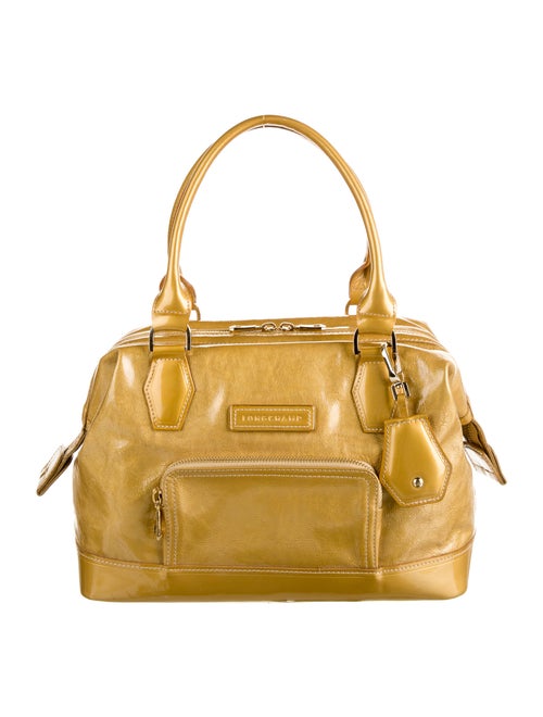 Longchamp Patent Leather Shoulder Bag Gold