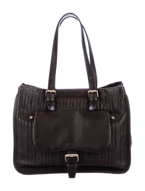 Longchamp Embossed Leather Shoulder Bag gold