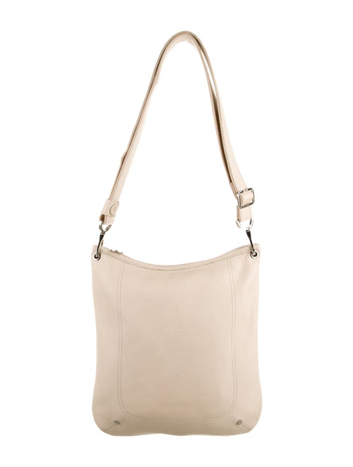 Longchamp Leather Messenger Bag Silver