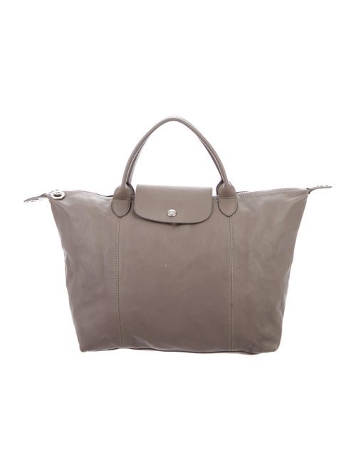 Longchamp Leather Satchel Bag Grey