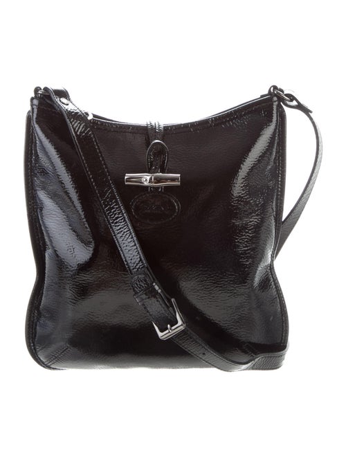 Longchamp Patent Leather Crossbody Bag Black