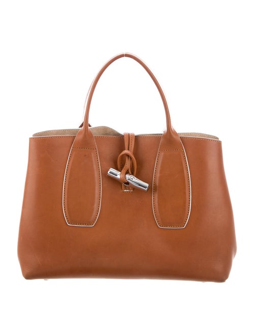 Longchamp Small Leather Roseau Tote Brown